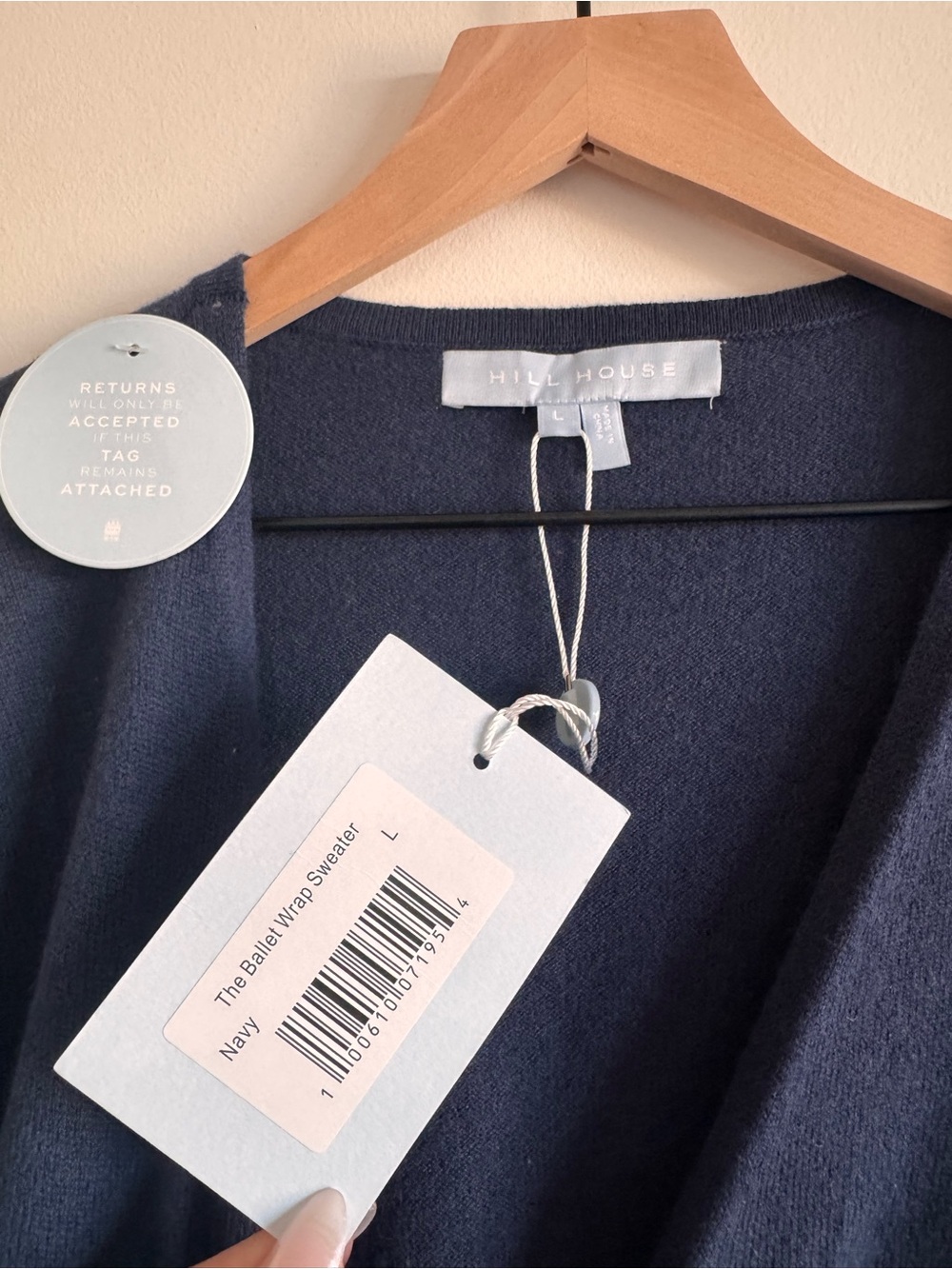 Hill House | 100% Merino Wool Navy Ballet Wrap Sweater ~ New w/ Tags Large - Picture 5 of 7
